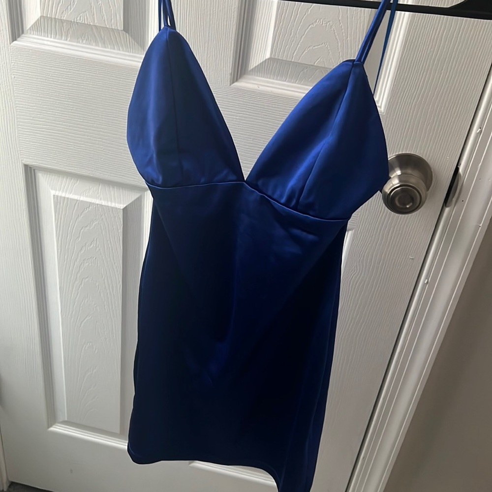 royal blue satin dress
